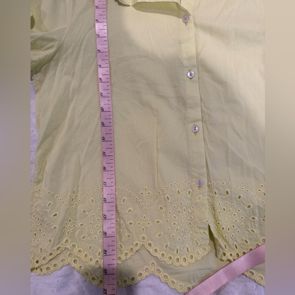BEACHLUNCHLOUNGE Eyelet Border Button-up Shirt Yellow - Picture 7 of 8